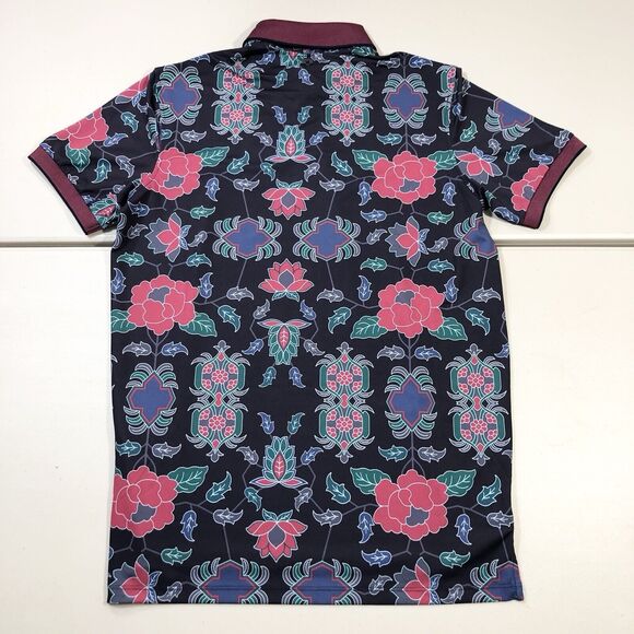 NWT Greyson Golf Shirt Polo Mountain Laurel Print Men's Small Raven - Picture 7 of 8